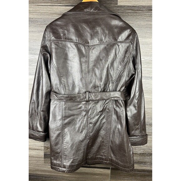 Wilson's Jacket Women's medium Dark Brown 100% Genuine Leather Collared - Picture 3 of 9